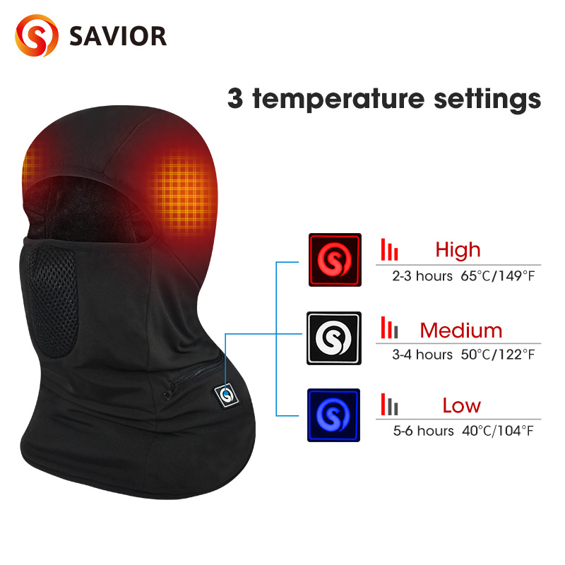 Balaclava Ski Mask - Savior ความร้อนสกีหน้ากากแบตเตอรี่ไฟฟ้าอุ่นหมวกสำหรับ Snowboard ผู้หญิง Balaclava คออุ่น