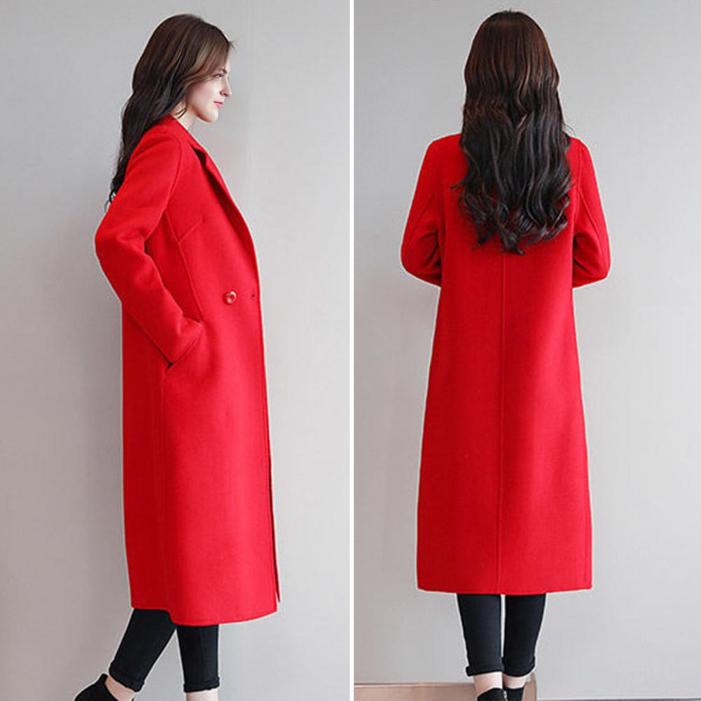 Wool Coat Peacoat - เสื้อโค้ทขนสัตว์สำหรับผู้หญิง เสื้อโค้ทขนสัตว์แบบยาวปานกลาง เสื้อโค้ทลำลองแบบมีปกคอโค้ง เสื้อโค้ทหนาแบบกระดุมแถวเดียวสำหรับฤดูใบไม้ร่วง