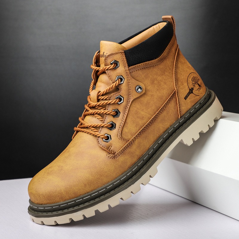 Waterproof Winter Boot - รองเท้าบูทผู้ชายแบบหุ้มข้อสูง รองเท้าลำลองสำหรับฤดูใบไม้ร่วงและฤดูหนาว สไตล์เรโทร กันน้ำ รองเท้าบูทข้อเท้าสำหรับกิจกรรมกลางแจ้ง รองเท้าผ้าใบทำงาน