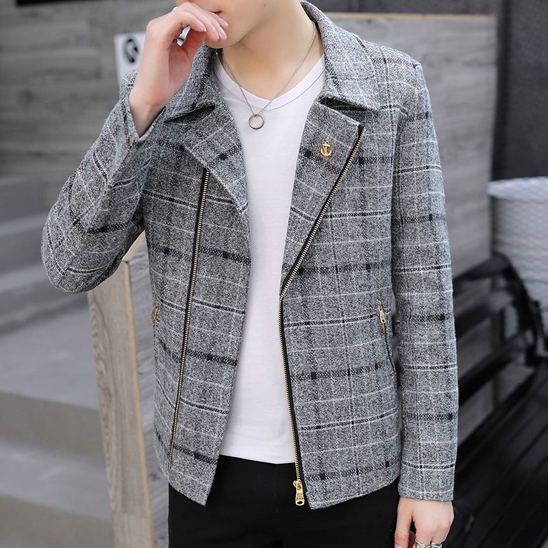 Wool Coat Peacoat - เสื้อโค้ทขนสัตว์ผสมทรงสั้นสำหรับผู้ชาย รุ่นใหม่ประจำฤดูใบไม้ร่วง-ฤดูหนาวปี 2026 สไตล์เกาหลี ทรงเข้ารูป สวมใส่สบาย