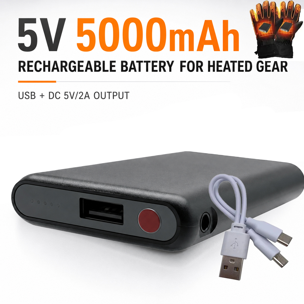 Heated Vest Battery - 5V 5000mAh ถุงมืออุ่นแบตเตอรี่ Power Bank โทรศัพท์มือถือชาร์จสําหรับเครื่องทําความร้อนเสื้อกั๊ก,ถุงเท้าความร้อน,ฤดูหนาวกลางแจ้งแบตเตอรี่