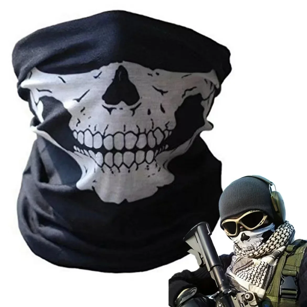 Balaclava Ski Mask - หน้ากากบาลาคลาวาลายหัวกะโหลกสำหรับเล่นสกี ปั่นจักรยาน สโนว์บอร์ด ปิดหน้า ป้องกันลม ระบายอากาศได้ดี