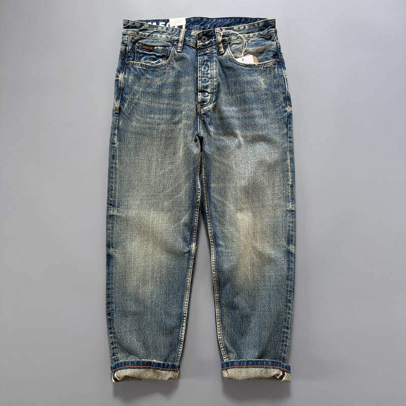 Levis Jeans 501 - กางเกงยีนส์เดนิมทรงตรงสีน้ำเงินอินดิโก้แบบญี่ปุ่นสำหรับผู้ชาย น้ำหนัก 13.5 ออนซ์ แบบวินเทจ ผ่านกระบวนการซักแบบสปริง