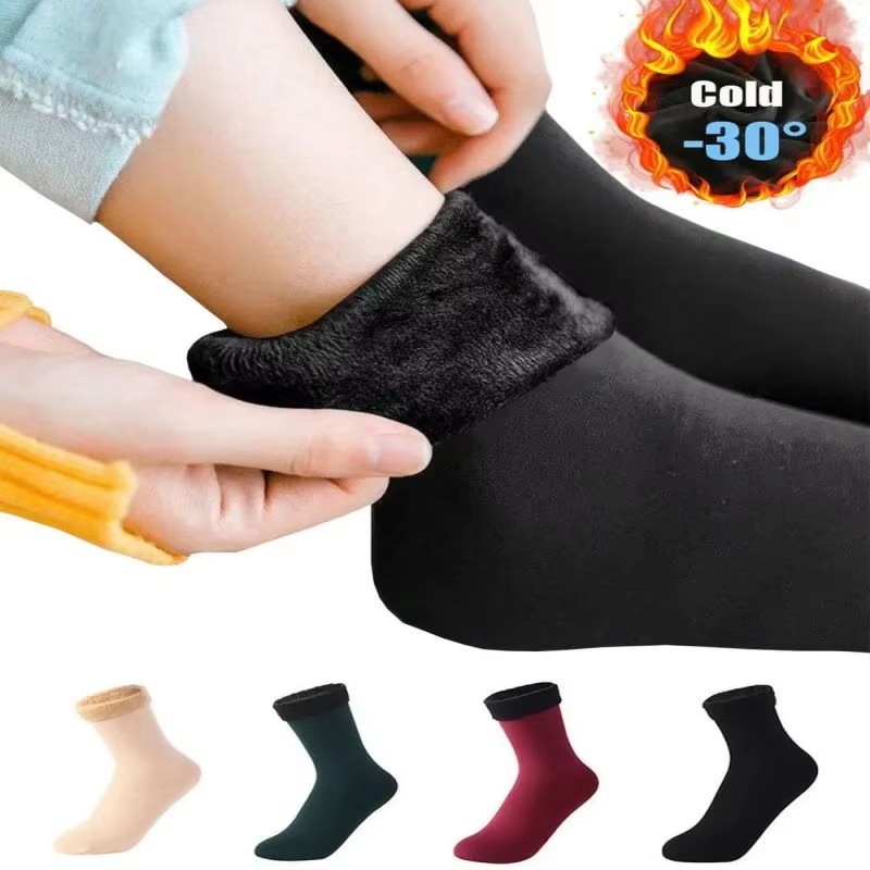 Thermal Sock Wool - 1/2/3 คู่ผู้ชายผู้หญิงฤดูหนาวถุงเท้าสั้นถุงเท้าแคชเมียร์ขนสัตว์ถุงเท้าไนลอนกำมะหยี่หิมะบู๊ทส์พื้นบ้าน