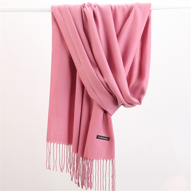 Cashmere Pashmina Wrap - แฟชั่นสีทึบ 2023 ผู้หญิงผ้าพันคอฤดูหนาว Hijabs Tessale ยาว