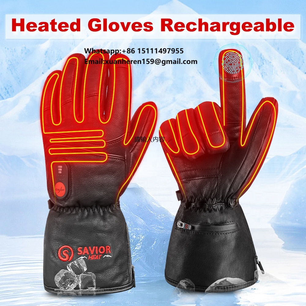 Hand Warmer Electric - ถุงมือหนังอุ่นสำหรับผู้ชายและผู้หญิง กันน้ำ ใช้หน้าจอสัมผัสได้ ให้ความอบอุ่นด้วยระบบไฟฟ้า ปรับอุณหภูมิได้ 3