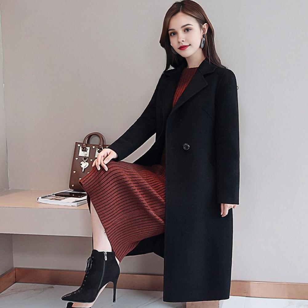Wool Coat Peacoat - เสื้อโค้ทขนสัตว์ผู้หญิง สีพื้น เสื้อโค้ทยาว เสื้อโค้ทขนสัตว์ทรงพีโค้ทสำหรับผู้หญิง เสื้อโค้ทตัวยาวปานกลาง เสื้อโค้ทลำลอง