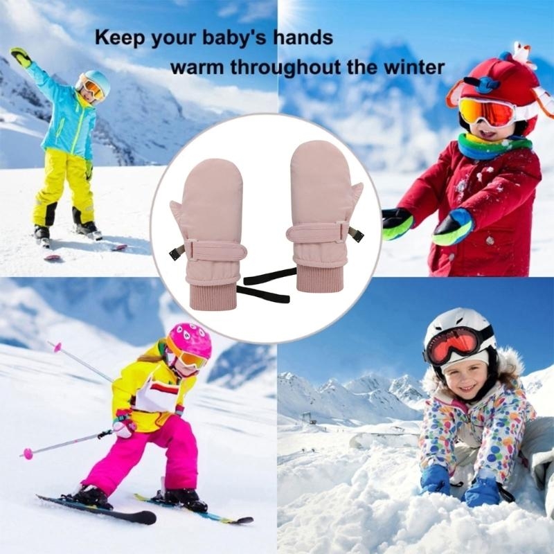 Snow Glove Insulated - J15U Warm Babyเด็กวัยหัดเดินสกีฤดูหนาวถุงมือStringเย็นสภาพอากาศMittensสำหรับBoys & Girlsขนแกะฉนวนถุงมือหิมะ