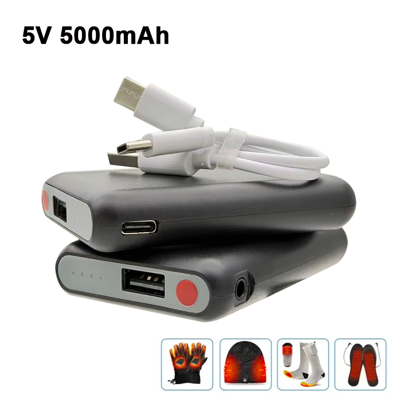 Heated Vest Battery - แบตเตอรี่สำรองแบบชาร์จ USB-C ขนาด 5V 5000mAh สำหรับถุงเท้าให้ความร้อน