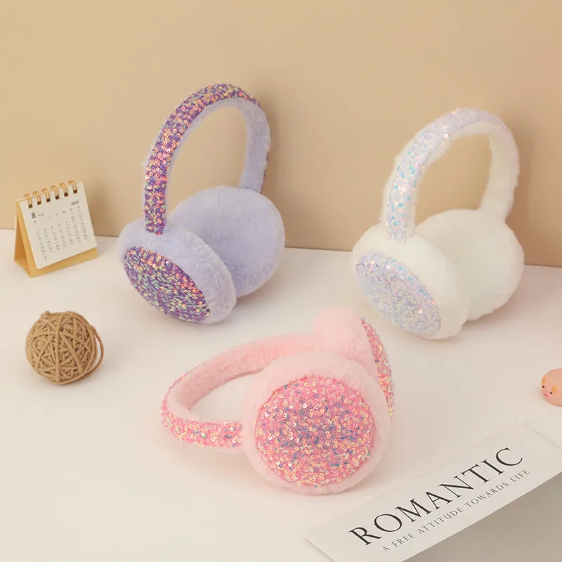 Earmuffs Foldable - ที่ปิดหูผู้หญิงแบบเกาหลี ประดับกลิตเตอร์ โดพามีน น่ารัก ใช้งานได้หลากหลาย ผ้ากำมะหยี่นุ่ม