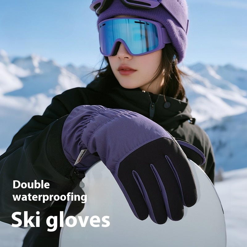 Snow Glove Insulated - ถุงมือกันหนาวแบบใหม่สำหรับเล่นสกี ปั่นจักรยาน ป้องกันลม กันน้ำ สำหรับอากาศหนาว รองรับหน้าจอสัมผัส