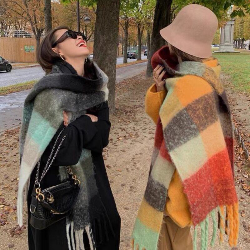 Cashmere Pashmina Wrap - ใหม่หรูหราฤดูหนาวหนาผ้าพันคอผู้หญิงผ้าคลุมไหล่และWraps Pashmina Neckerchief BufandaหญิงยาวTessel Echarpe 2023