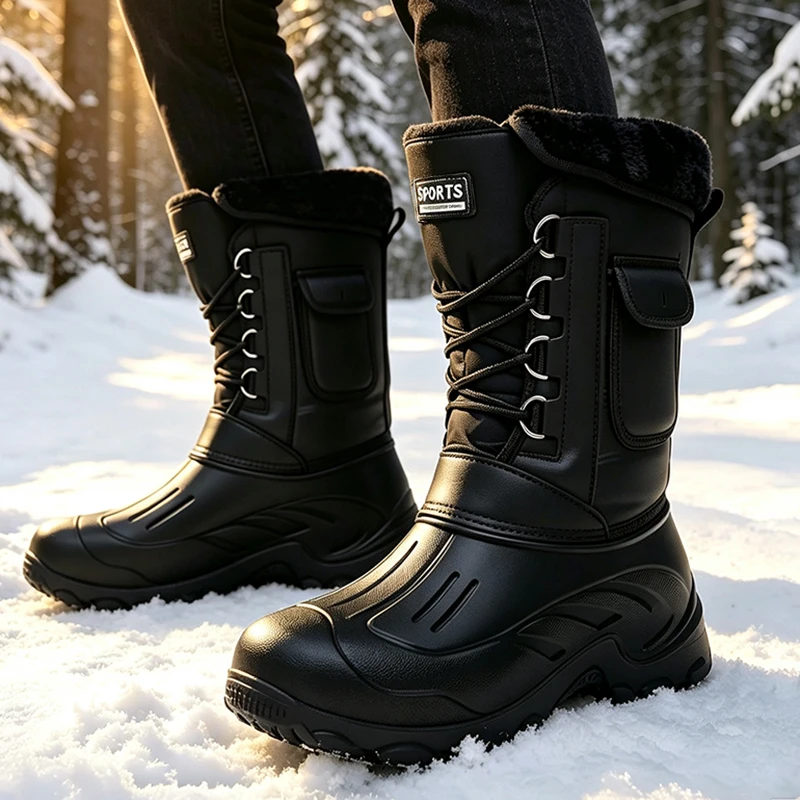 Waterproof Winter Boot - รองเท้าบูทหิมะสำหรับผู้ชาย รองเท้าตกปลาสำหรับฤดูหนาว รองเท้าเดินป่ากันน้ำสำหรับผู้ชาย รองเท้าผ้าใบกันหนาวสำหรับผู้ชาย รองเท้าบูทผู้ชาย