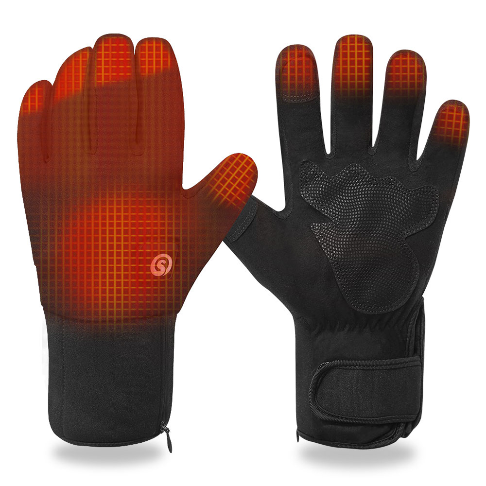 Hand Warmer Electric - ถุงมือทำความร้อนไฟฟ้าฤดูหนาวพร้อมแบตเตอรี่ที่อุ่นด้วยมือถุงมือให้ความร้อนมอเตอร์ไซด์หน้าจอสัมผัสกันน้ำถุงมือขี่จักรยาน