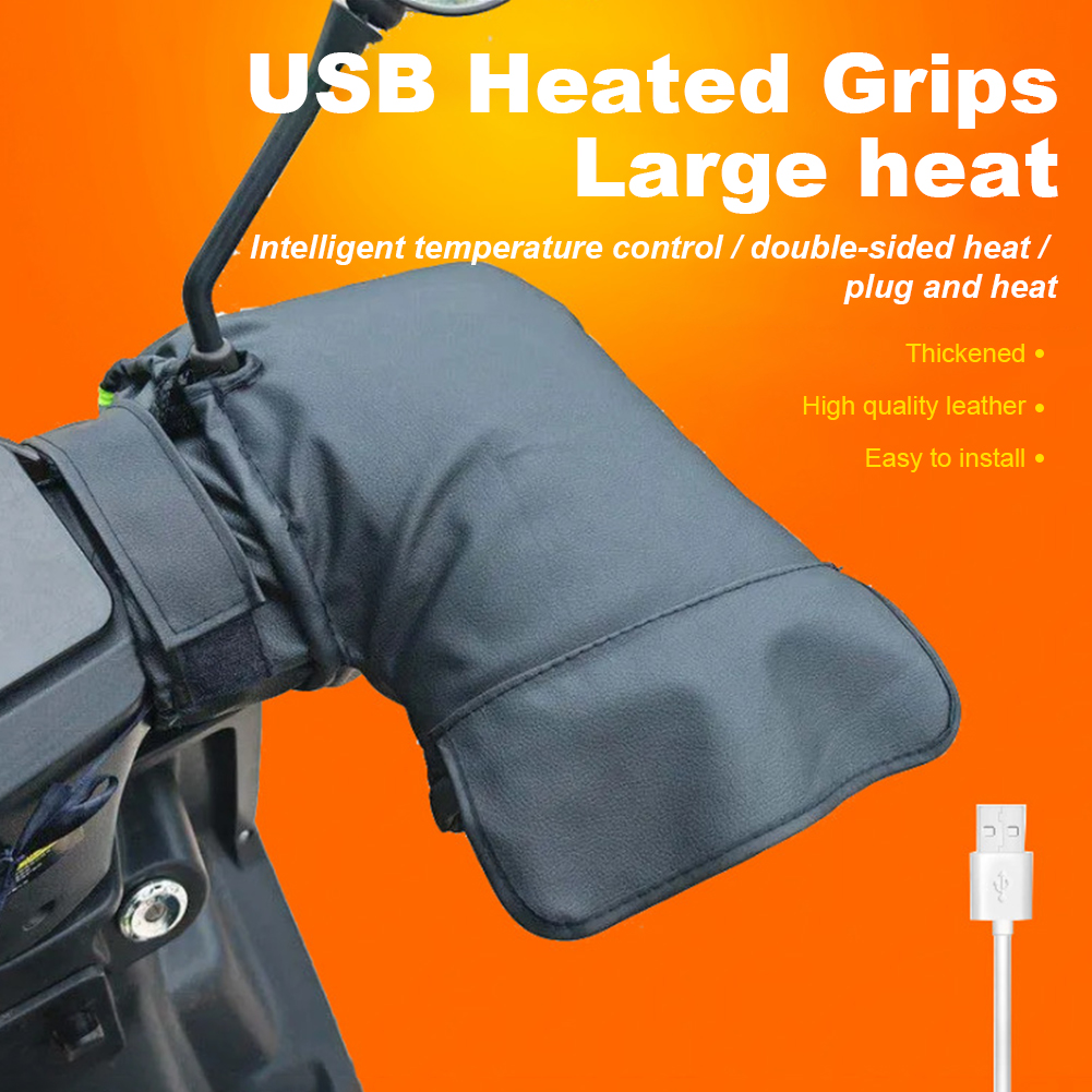 Hand Warmer Electric - ถุงมือแฮนด์จักรยานไฟฟ้าแบบให้ความร้อน กันน้ำ ถุงมืออุ่นมือสำหรับปั่นจักรยาน กันลม ปรับได้ 3