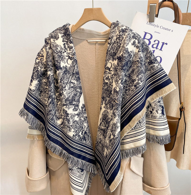 Cashmere Pashmina Wrap - หรูหราผ้าพันคอผู้หญิงแคชเมียร์ผสม Bufanda Pashmina พิมพ์ผ้าพันคอคลาสสิกพู่ Shawl และ