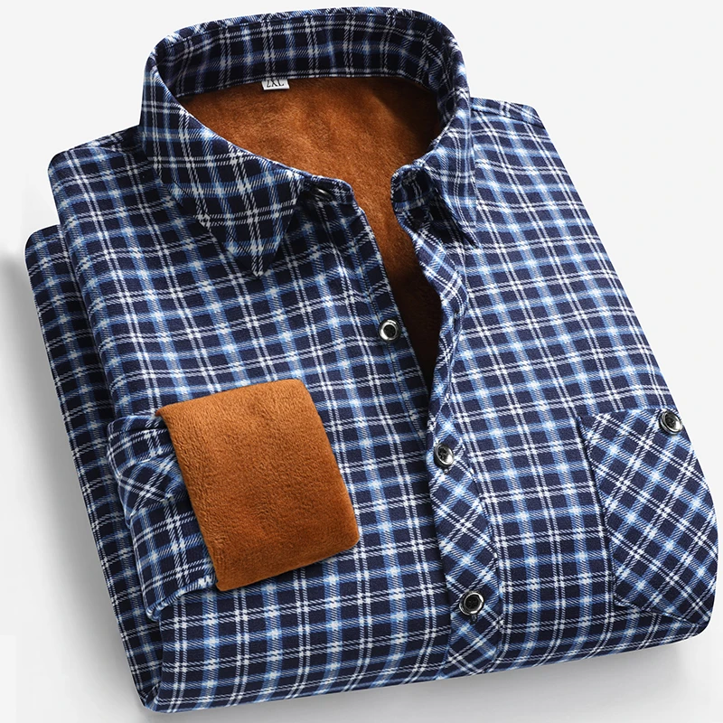 Flannel Shirt Lined - 2026 ฤดูใบไม้ร่วงและฤดูหนาวเสื้อเชิ้ตแขนยาวบุขนแกะสำหรับผู้ชายแฟชั่นลำลองสบายๆไม่ต้องรีดเสื้ออเนกประสงค์