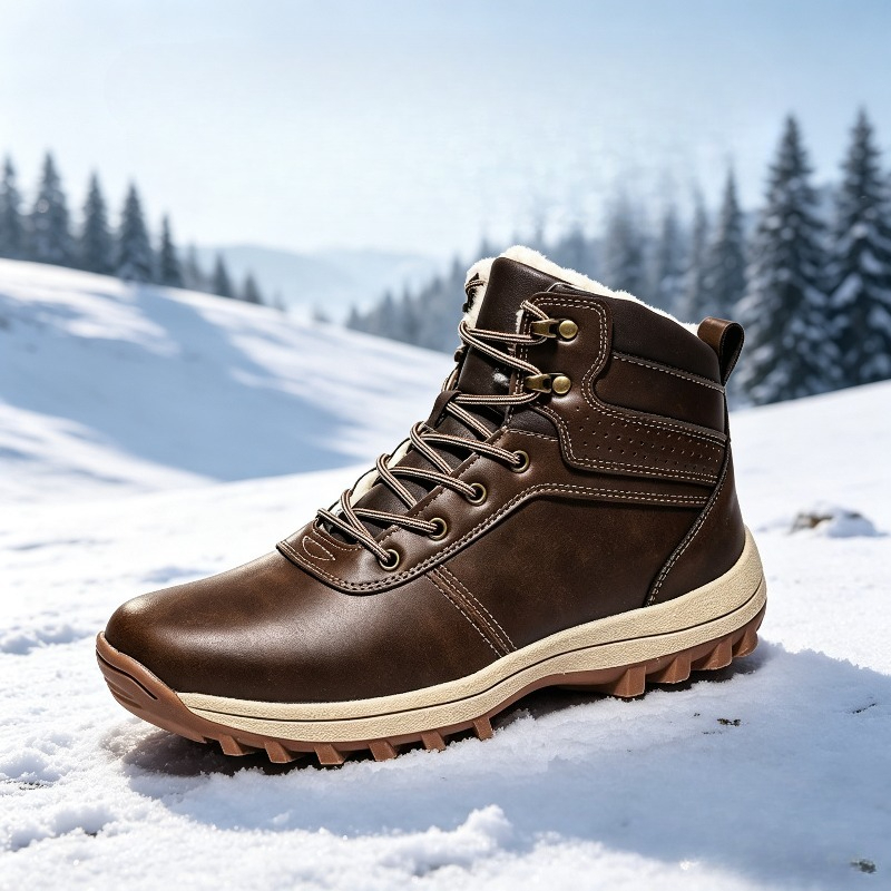 Waterproof Winter Boot - รองเท้าบูทฤดูหนาวสำหรับผู้ชายที่ให้ความอบอุ่นเป็นพิเศษ รองเท้าบูทไซส์ใหญ่บุขนเฟอร์ รองเท้าบูทกันน้ำสำหรับฤดูหนาว รองเท้าบูทหุ้มข้อสูงสำหรับกิจกรรมกลางแจ้ง
