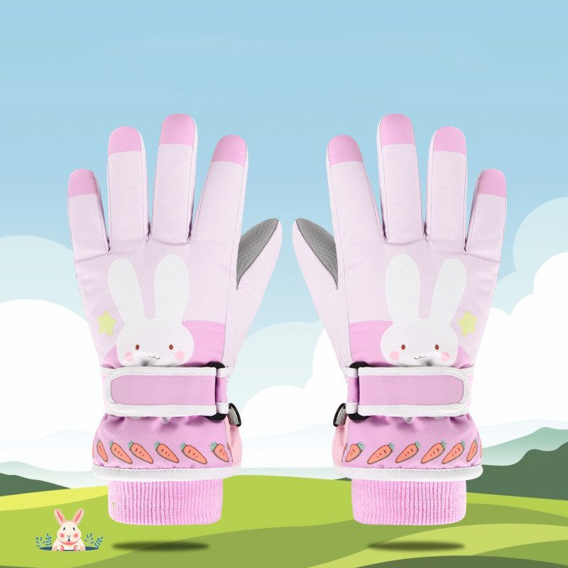 Snow Glove Insulated - ถุงมือสกีหิมะสำหรับเด็กในฤดูหนาว, ถุงมือสโนว์บอร์ดกลางแจ้งแบบกันน้ำสำหรับสภาพอากาศหนาวเย็นสำหรับเด็กผู้หญิงวัย 4-13 ปี