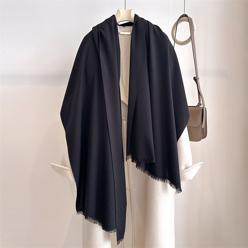 Cashmere Pashmina Wrap - ผ้าพันคอแคชเมียร์ฤดูหนาวสุดหรูสำหรับผู้หญิง ผ้าพันคอไหมพรมสีพื้น ผ้าพันคอพัชมีนาอุ่นๆ ผ้าคลุมไหล่พู่ห้อยระย้า ผ้าพันคอพารีโอเนื้อนุ่ม ผ้าพันคอบูฟันดา