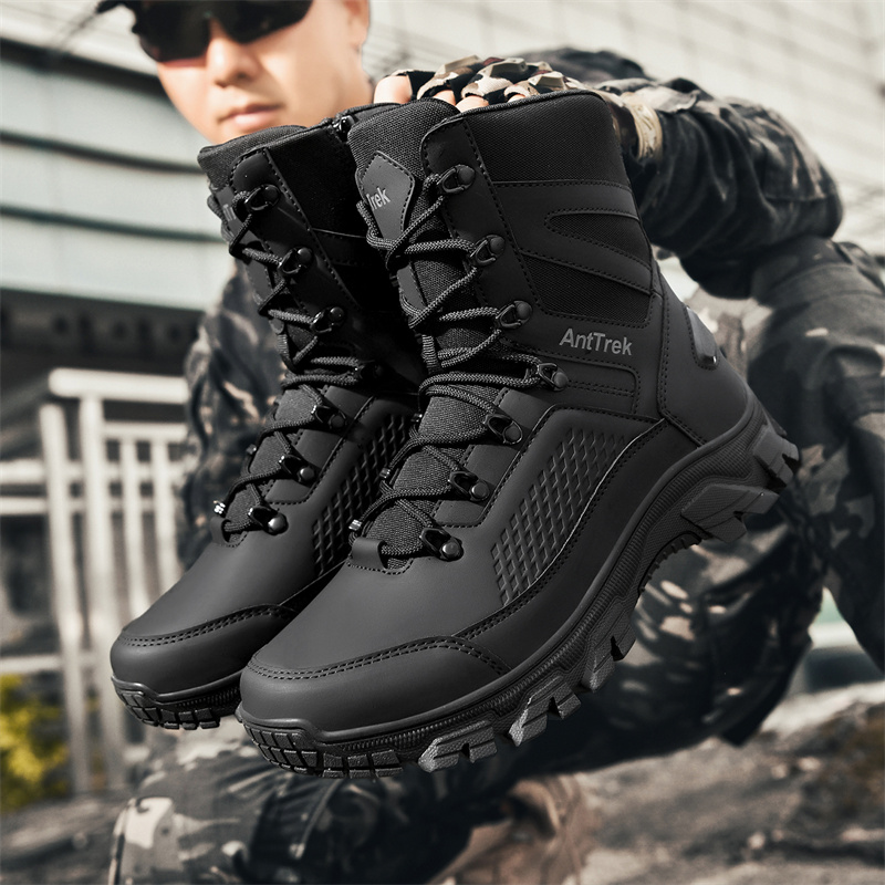 Waterproof Winter Boot - รองเท้าบูทเทรนนิ่งสำหรับผู้ชาย รองเท้าบูทหุ้มข้อสูงกันลื่นกันน้ำสำหรับทุกฤดูกาล รองเท้าบูทเดินป่าในป่าที่ทันสมัยและสวมใส่สบาย