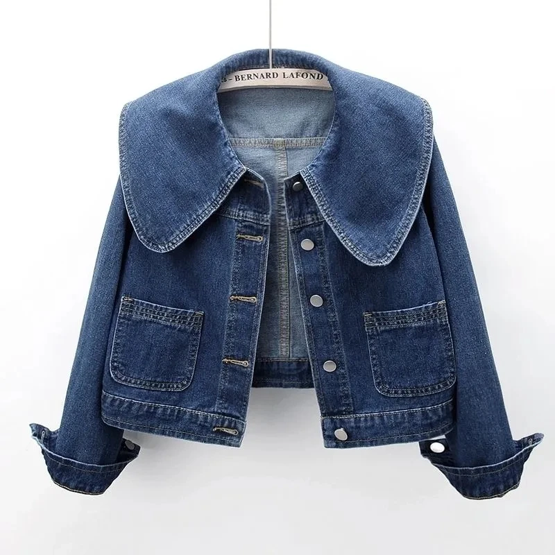 Down Jacket Packable - 2024 ใหม่ฤดูใบไม้ร่วงผู้หญิง DENIM แจ็คเก็ตแขนยาวลําลองสั้น DENIM Coat