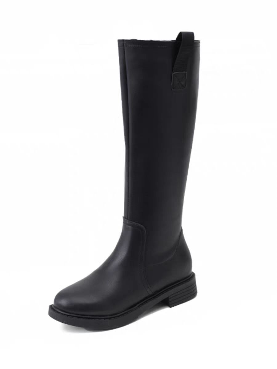 Waterproof Winter Boot - รองเท้าบูทผู้หญิงทรงสูงถึงเข่า บุขนแกะสำหรับฤดูใบไม้ร่วงและฤดูหนาว สีดำ กันน้ำ สไตล์นิวโร็ค สวมใส่สบายและสง่างาม