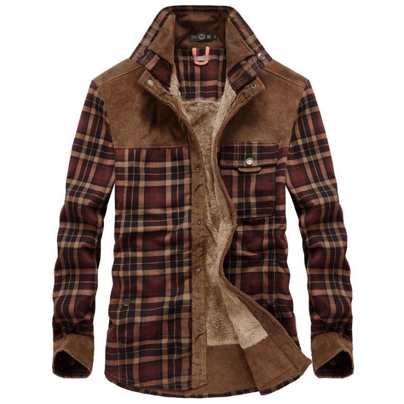 เสื้อแจ็คเก็ตผู้ชายสำหรับฤดูหน - Flannel Shirt Lined บทวิจารณ์และราคา