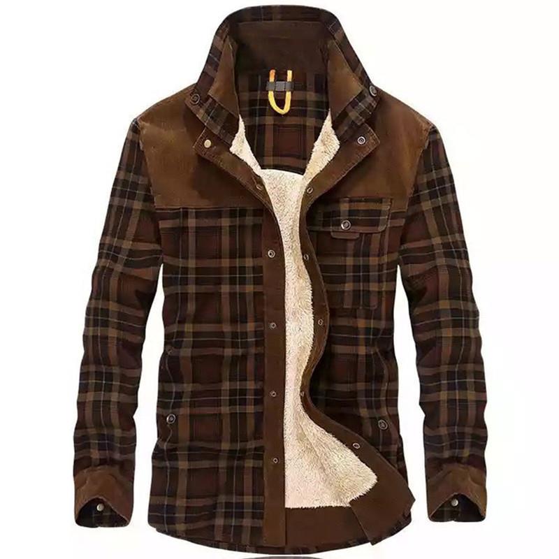 เสื้อแจ็คเก็ตผู้ชายสไตล์วินเทจ - Flannel Shirt Lined บทวิจารณ์และราคา