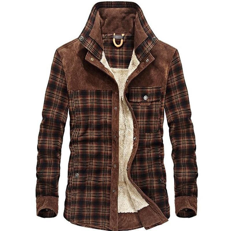 เสื้อแจ็คเก็ตผู้ชายสไตล์วินเทจ - Flannel Shirt Lined บทวิจารณ์และราคา