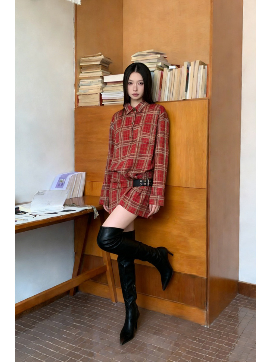 เดรสเชิ้ตผ้าสักหลาดลายสก็อตสไต - Flannel Shirt Lined บทวิจารณ์และราคา