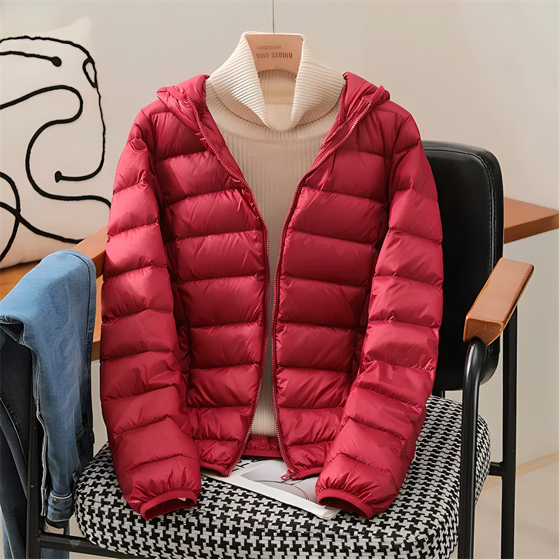 แจ็กเก็ตทรงเข้ารูปสไตล์เกาหลีม - Down Jacket Packable บทวิจารณ์และราคา