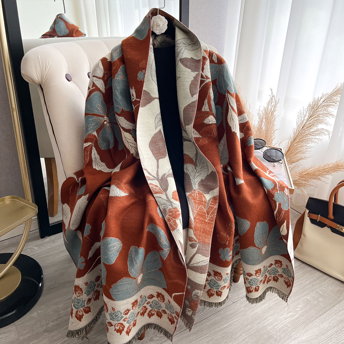 ผู้หญิง Thicken หรูหราฤดูหนาว  - Cashmere Pashmina Wrap บทวิจารณ์และราคา