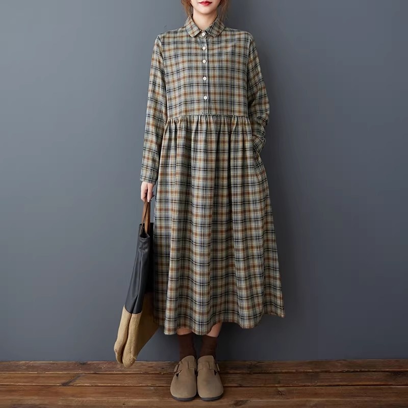 เดรสเชิ้ตลายสก๊อตสไตล์เกาหลีแบ - Flannel Shirt Lined บทวิจารณ์และราคา