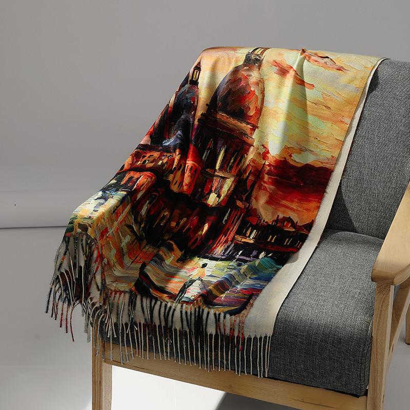 แบรนด์หรูภาพวาดสีน้ํามันผ้าพัน - Cashmere Pashmina Wrap บทวิจารณ์และราคา